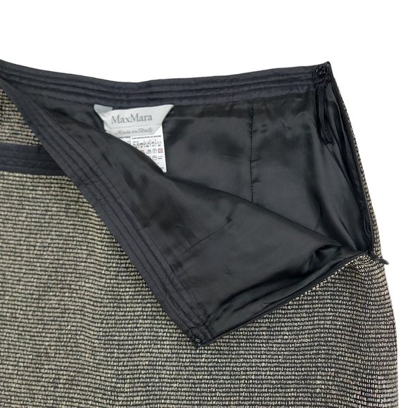 Max Mara Heathered Knit Pencil Skirt Womens 8 Gray Black Wool Blend Knee Length - Picture 3 of 12